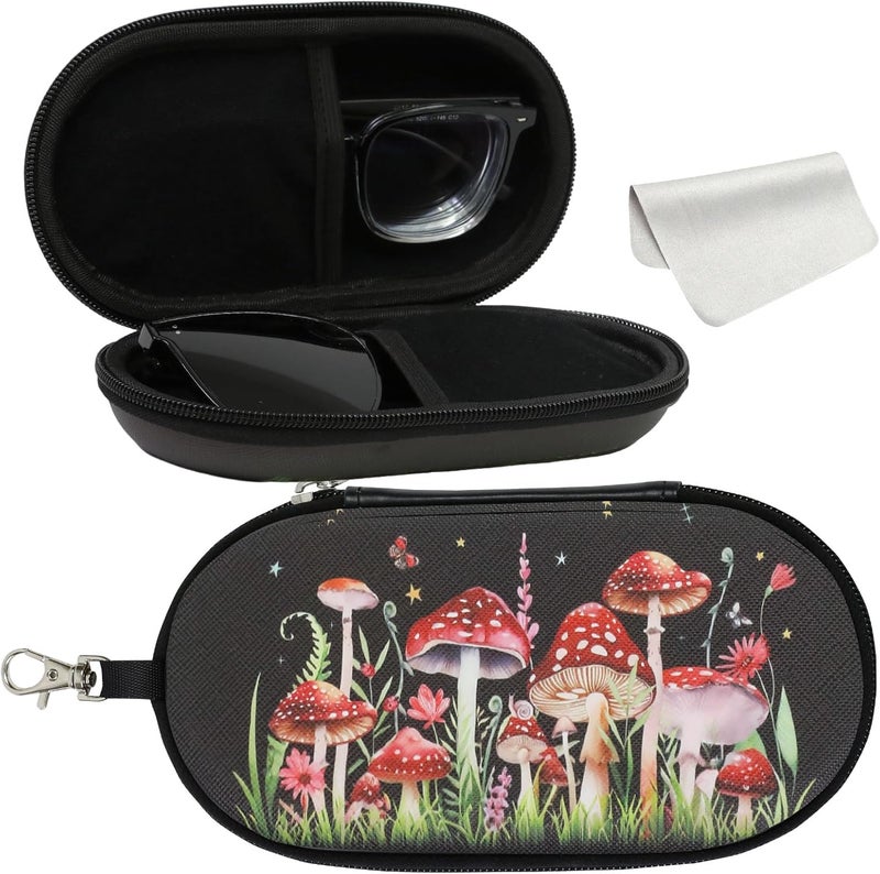 FlyingMage Store Double Eyeglasses Case, Hard Shell Dual Sunglasses Organizer with Zipper Clip Travel Glasses Storage for Women Men - Image 1